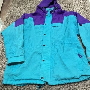White Sierra Blue and Purple Raincoat
